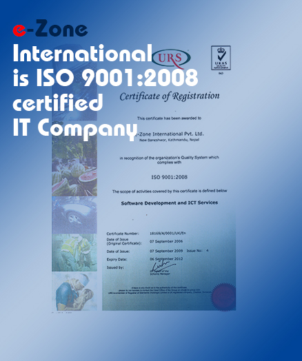 e-Zone International is ISO 9001:2008 Certified